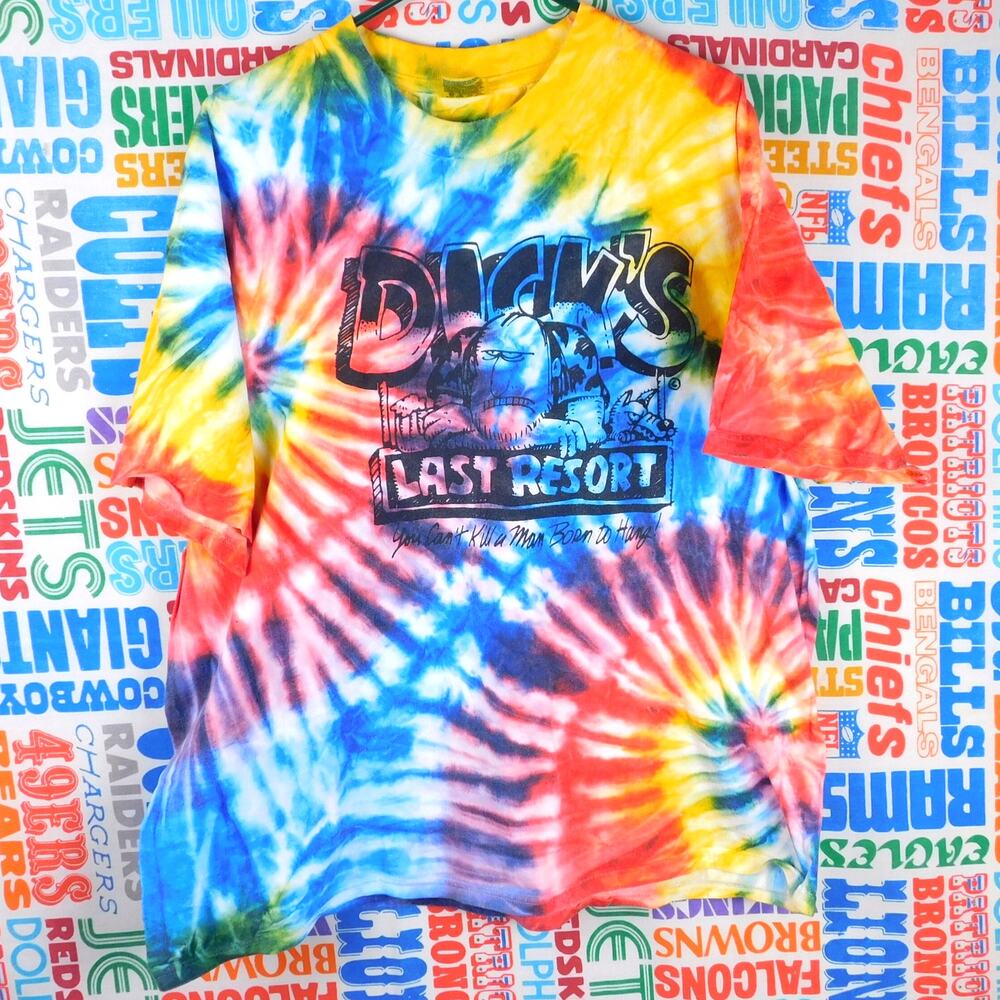 Vintage Dicks Last Resort Tie Dye T Shirt Size 2XL XXL 90s Retro
